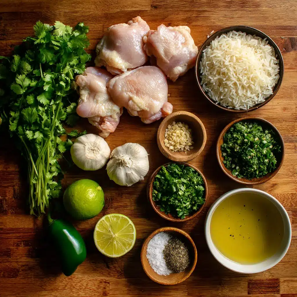 Peruvian Chicken and Rice with Green Sauce
